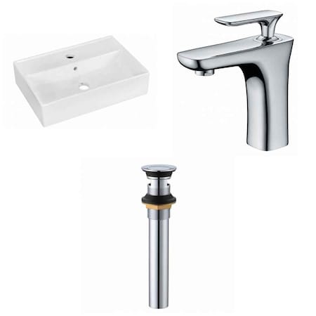 19.75-in. W Wall Mount White Vessel Set For 1 Hole Center Faucet